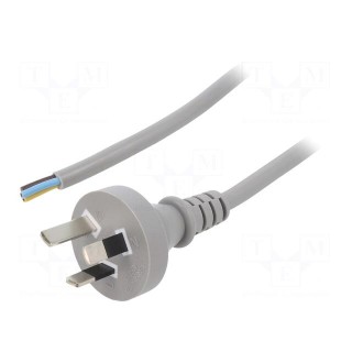 Cable | 3x1mm2 | AS/NZS 3112 (I) plug,wires | PVC | 3m | grey | 10A | 250V