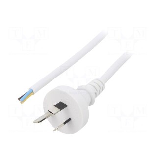 Cable | 3x1mm2 | AS/NZS 3112 (I) plug,wires | PVC | 5m | white | 10A