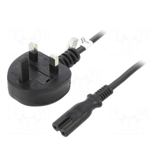 Cable | BS 1363 (G) plug,IEC C7 female | PVC | 1.8m | black | 2.5A