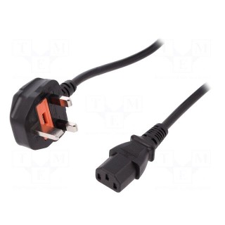 Cable | BS 1363 (G) plug,IEC C13 female | 1.8m | black | 3x0,75mm2