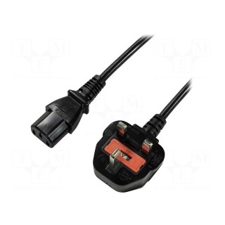 Cable | BS 1363 (G) plug,IEC C13 female | 1.8m | black | 3x0,75mm2