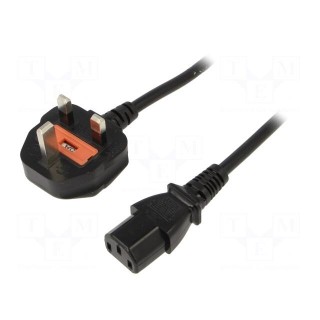 Cable | 3x0.75mm2 | BS 1363 (G) plug,IEC C13 female | PVC | 1.8m