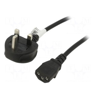 Cable | 3x0.5mm2 | BS 1363 (G) plug,IEC C13 female | PVC | 1.5m | 5A