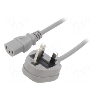 Cable | 3x0.75mm2 | BS 1363 (G) plug,IEC C13 female | PVC | 1.5m