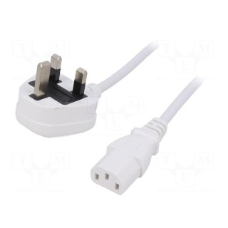 Cable | 3x0.75mm2 | BS 1363 (G) plug,IEC C13 female | PVC | 1.5m