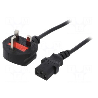 Cable | 3x0.5mm2 | BS 1363 (G) plug,IEC C13 female | PVC | 1.8m | 5A