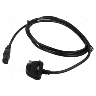 Cable | 3x1mm2 | BS 1363 (G) plug,IEC C13 female | PVC | 2.5m | black