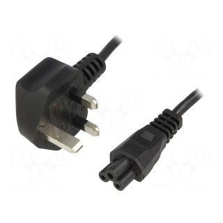Cable | BS 1363 (G) plug,IEC C5 female | 1.5m | black | PVC | 2.5A