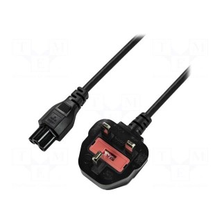 Cable | BS 1363 (G) plug,IEC C5 female | 1.8m | black | 3x0,75mm2
