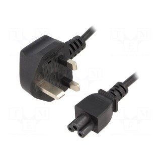 Cable | BS 1363 (G) plug,IEC C5 female | 1.8m | black | PVC | 2.5A