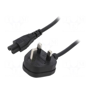Cable | 3x0.75mm2 | BS 1363 (G) plug,IEC C5 female | PVC | 1m | black