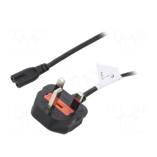 Cable | 3x0.75mm2 | BS 1363 (G) plug,IEC C7 female | 1.8m | black