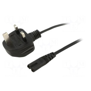 Cable | 3x0.5mm2 | BS 1363 (G) plug,IEC C7 female | PVC | 1.5m | black