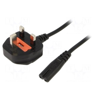 Cable | 2x0.75mm2 | BS 1363 (G) plug,IEC C7 female | PVC | 1.8m | 2.5A