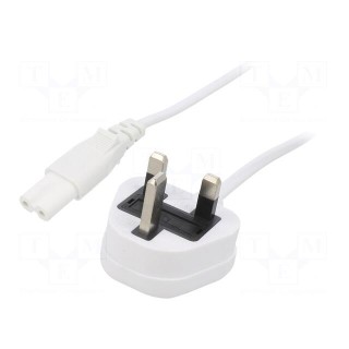 Cable | 2x0.75mm2 | BS 1363 (G) plug,IEC C7 female | PVC | 5m | white