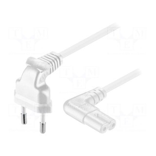 Cable | CEE 7/16 (C) plug angled,IEC C7 female angled | 1m | white