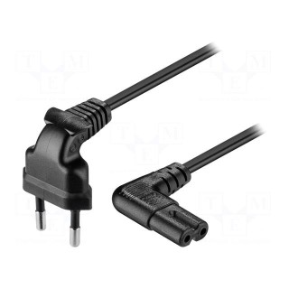 Cable | CEE 7/16 (C) plug angled,IEC C7 female angled | 300mm