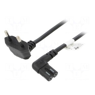 Cable | CEE 7/16 (C) plug angled,IEC C7 female angled | PVC | 1m