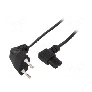 Cable | 2x0.5mm2 | CEE 7/16 (C) plug angled,IEC C7 female angled