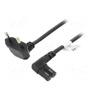 Cable | CEE 7/16 (C) plug angled,IEC C7 female angled | PVC | 2m