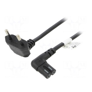Cable | CEE 7/16 (C) plug angled,IEC C7 female angled | PVC | 3m