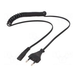 Cable | 2x0.75mm2 | CEE 7/16 (C) plug,IEC C1 female | PVC | 1.8m