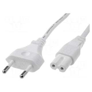 Cable | CEE 7/16 (C) plug,IEC C7 female | 1.8m | white | PVC | 2.5A