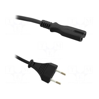 Cable | CEE 7/16 (C) plug,IEC C7 female | 1.4m | black | 2x0,5mm2