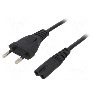 Cable | 2x0.5mm2 | CEE 7/16 (C) plug,IEC C7 female | PVC | 1.5m | 2.5A