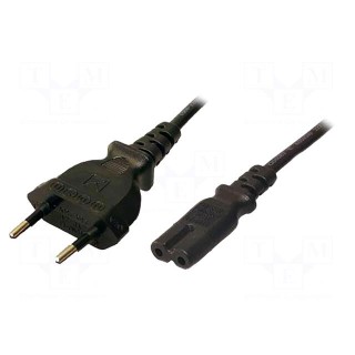 Cable | CEE 7/16 (C) plug,IEC C7 female | 1.8m | black | 2.5A | 250V