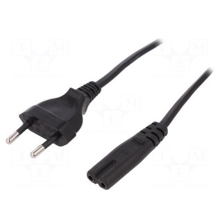 Cable | CEE 7/16 (C) plug,IEC C7 female | 1.8m | Sockets: 1 | black