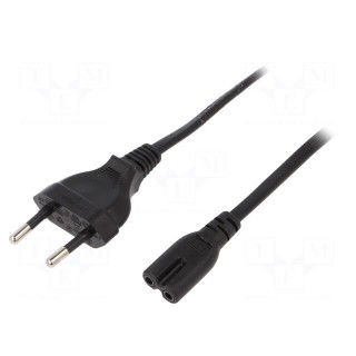 Cable | CEE 7/16 (C) plug,IEC C7 female | 3m | black | 2.5A | 250V
