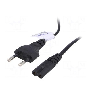 Cable | CEE 7/16 (C) plug,IEC C7 female | 0.5m | black | PVC | 2.5A
