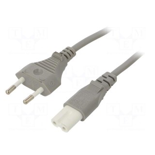 Cable | 2x0.75mm2 | CEE 7/16 (C) plug,IEC C7 female | PVC | 3m | grey