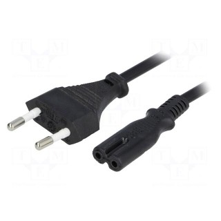Cable | CEE 7/16 (C) plug,IEC C7 female | 1.5m | Sockets: 1 | black