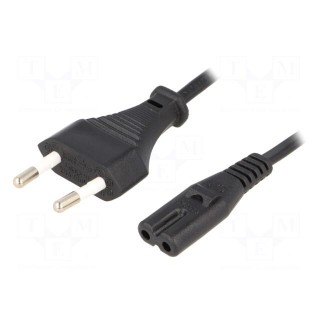 Cable | CEE 7/16 (C) plug,IEC C7 female | 5m | Sockets: 1 | black | PVC