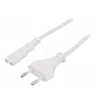 Cable | 2x0.75mm2 | CEE 7/16 (C) plug,IEC C7 female | PVC | 3m | white