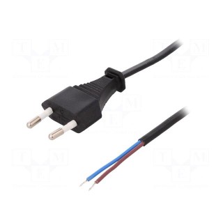 Cable | CEE 7/16 (C) plug,wires | 1.5m | black | 2.5A | 250V