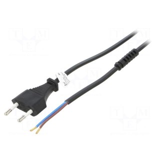 Cable | CEE 7/16 (C) plug,wires | PVC | 1.5m | black | 2.5A | 250V