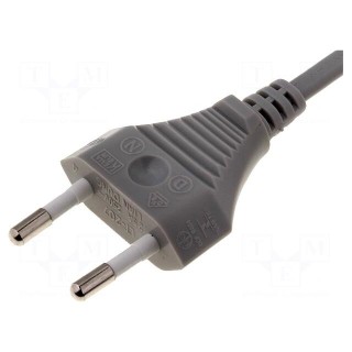 Cable | 2x0.75mm2 | CEE 7/16 (C) plug,wires | PVC | 2.5m | grey | 2.5A