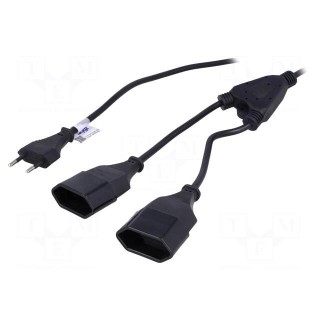 Cable | CEE 7/16 (C) plug,CEE 7/16 (C) socket x2 | 1.2m | black