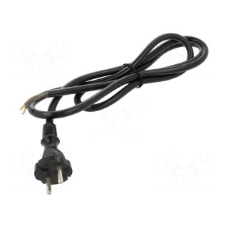 Cable | 2x1.5mm2 | CEE 7/17 (C) plug,wires | PUR | 1.5m | black | 16A