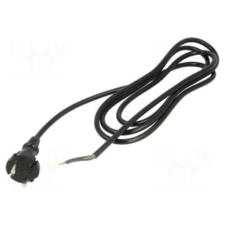 Cable | 2x1mm2 | CEE 7/17 (C) plug,wires | PUR | 2m | black | 10A | 230V