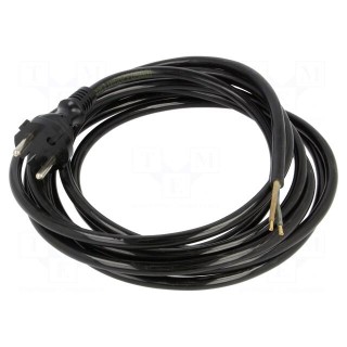 Cable | 2x1.5mm2 | CEE 7/17 (C) plug,wires | PUR | 3.8m | black | 16A