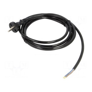 Cable | 2x1.5mm2 | CEE 7/17 (C) plug,wires | PUR | 3m | black | 16A | 230V