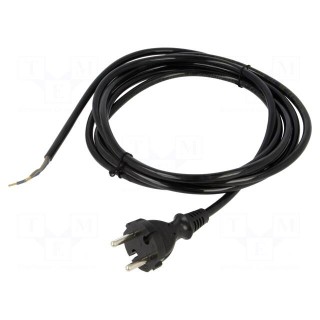 Cable | 2x1mm2 | CEE 7/17 (C) plug,wires | PUR | 3m | black | 10A | 230V