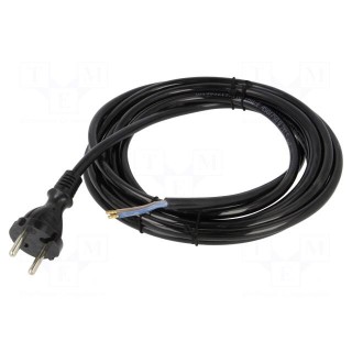 Cable | 2x1.5mm2 | CEE 7/17 (C) plug,wires | PUR | 4m | black | 16A | 230V