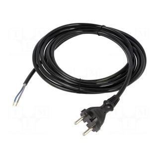 Cable | 2x1mm2 | CEE 7/17 (C) plug,wires | PUR | 4m | black | 10A | 230V