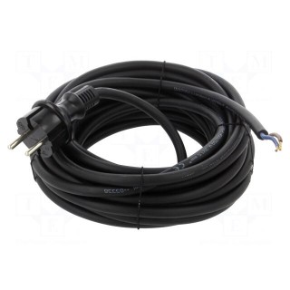 Cable | 2x1.5mm2 | CEE 7/17 (C) plug,wires | rubber | 10m | black | 16A