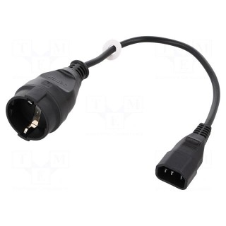 Cable | IEC C14 male,CEE 7/3 (F) socket | 0.3m | Sockets: 1 | black